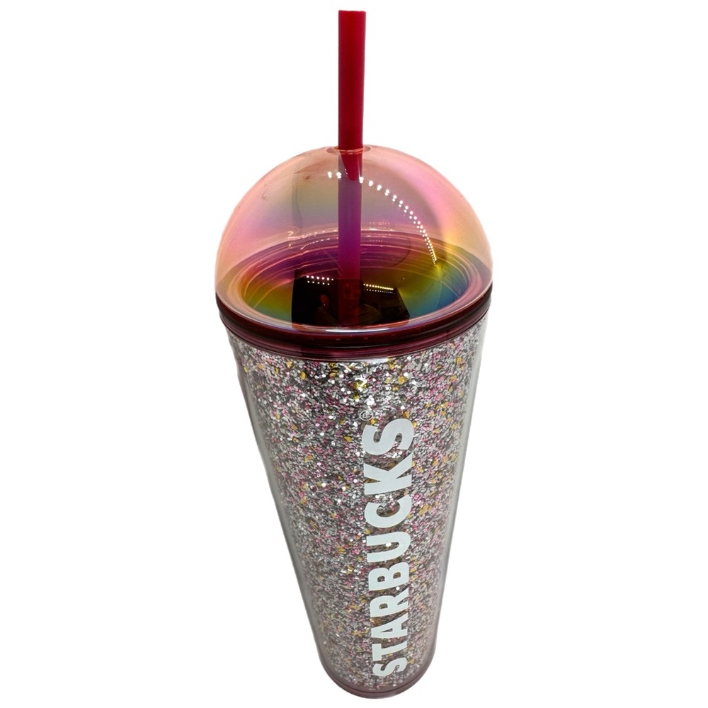 Starbucks Holiday 2024 Pink Glitter Holographic Dome Tumbler Venti New w/ Defect